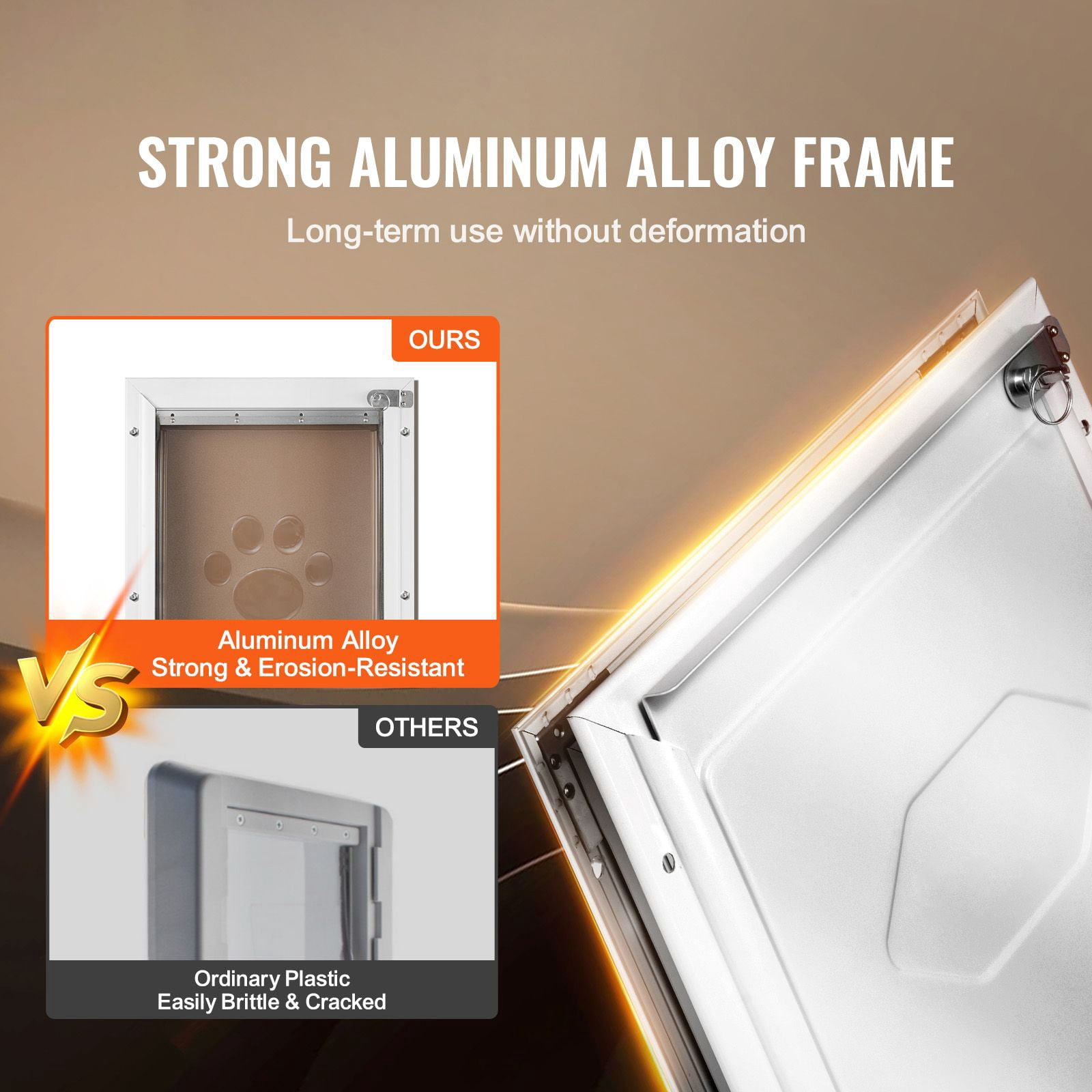 Flap Pet Door with Aluminum Alloy Frame, Frosted PVC Door, Magnetic Closure, Locking Mechanism, for Dogs Cats Indoor Outdoor