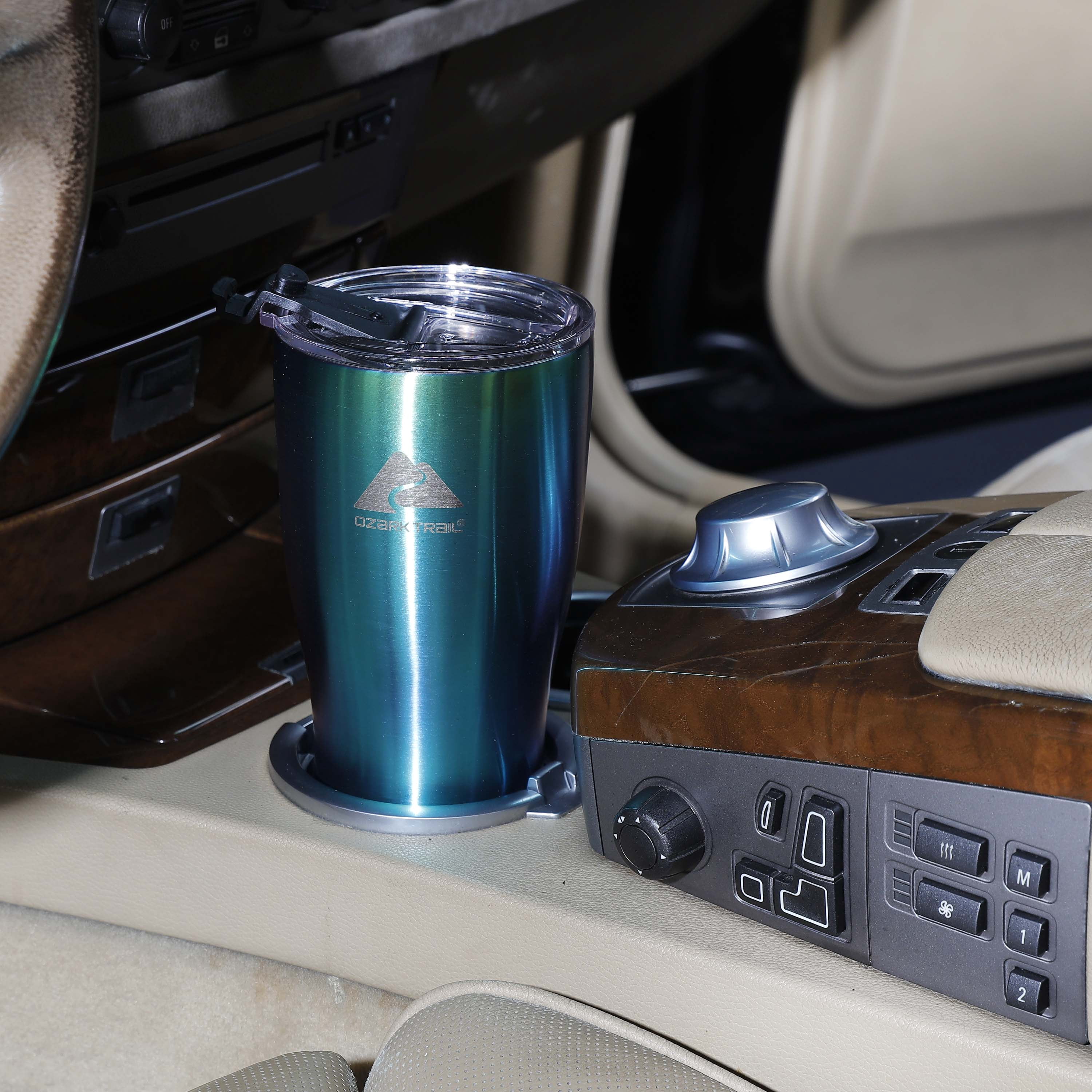 Ozark Trail 2 Pack Stainless Steel 32 oz Vacuum Tumbler and 24 oz Travel Bottle Combo, Iridescent Turquoise