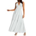 thumbnail image 6 of Misright Women's backless dress, V-neck long dress, A-line high-waisted dress, 6 of 9