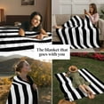 thumbnail image 3 of Black and White Striped Pattern Throw Blankets, Minimalist Soft Fleece Blanket Decorative for Home Sofa Couch Chair Living Bedroom, 32x48 Inches,, 3 of 8
