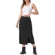 thumbnail image 2 of Falda Cargo de Denim INSPIRE CHIC para Mujeres, Falda Midi de Jean con Corte en la Parte Inferior y Bolsillo, Color Negro, 2 of 6