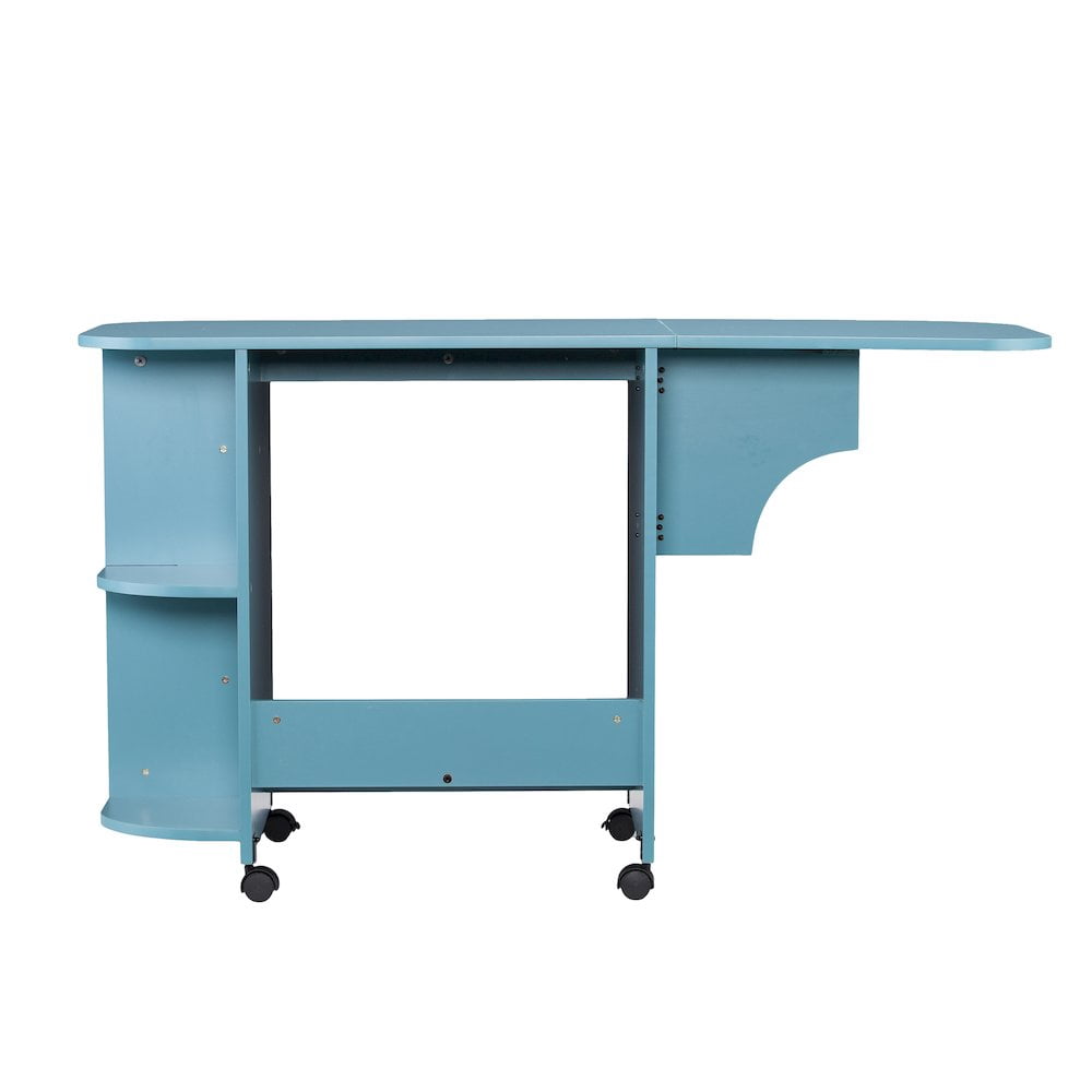 SEI Furniture Mobile Sewing and Craft Table in Turquoise