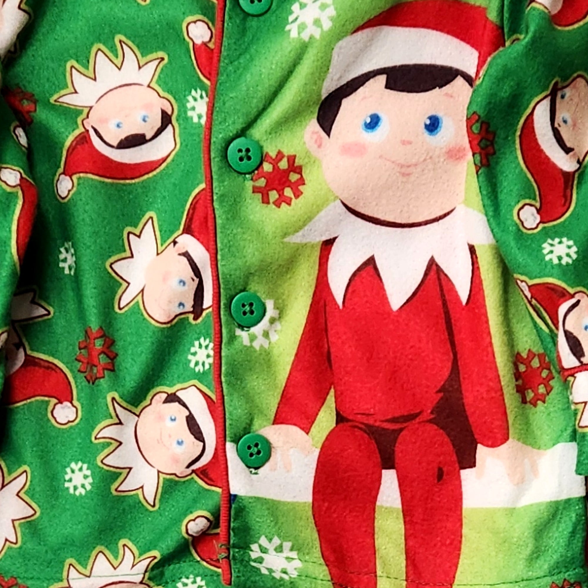 Infant Boys Green Flannel Elf On The Shelf Christmas Holiday Pajamas 12 Months