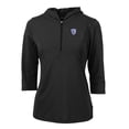 thumbnail image 2 of Women's Cutter & Buck  Black Pac-12 Gear DryTec Virtue Eco Pique Recycled Half-Zip Pullover Hoodie, 2 of 3