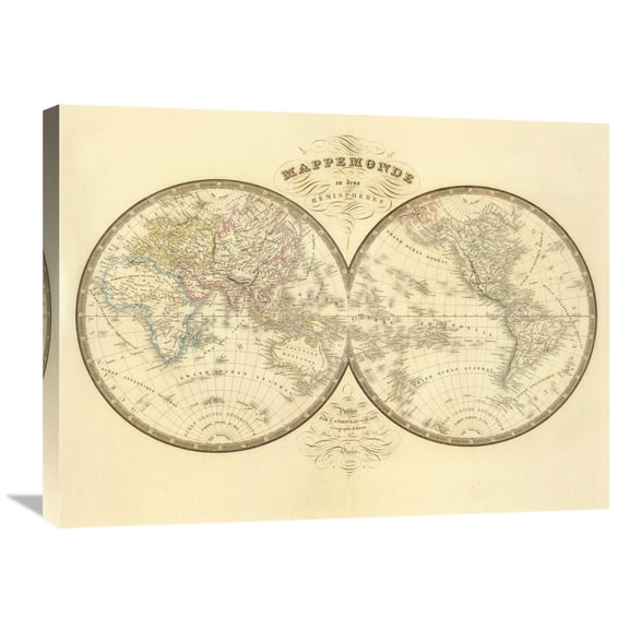 Global Gallery J. Andriveau-Goujon,'Mappemonde, 1849' Stretched Canvas Artwork