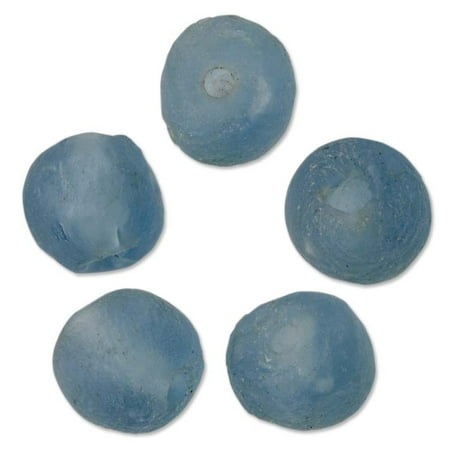 - Ghana Recycled Glass Beads Light Blue 13mm (Package of 5 Beads)
