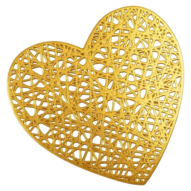 Pisexur Batería de cocina Juego de manteles individuales de PVC con forma de corazón para San Valentín, resistentes al calor y con lámina dorada, antideslizantes, par para la cocina del hogar