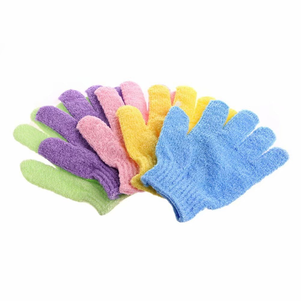 Exfoliating Bath Gloves for Body Scrub Exfoliator 4 Pairs (Random Color