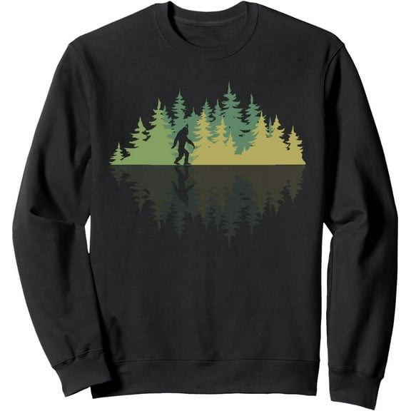 Velto Reflection Forest Trees Sasquatch Conspiracy Yeti Bigfoot Swearshirt Full Size S-5XL