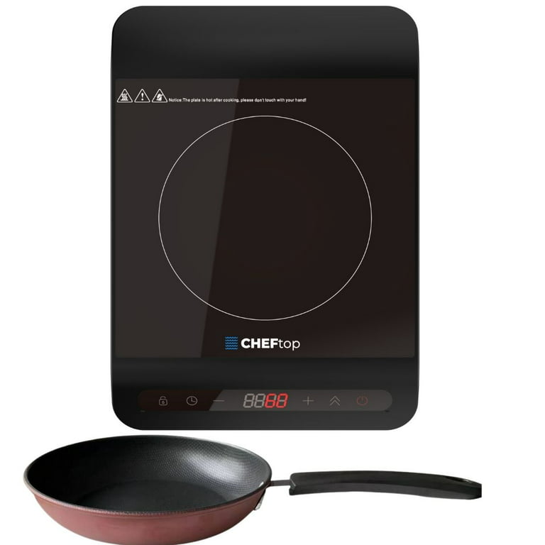 Cheftop Portable Single Induction Cooktop Countertop Burner Hot Plate with  Fast Heating Mode, With Bonus Pot, Black. 