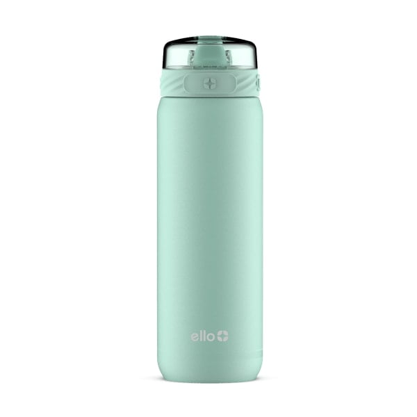 Ello Cooper Vacuum Insulated Stainless Steel Water Bottle with  Anti-Microbial Silicone Straw, 22 oz, Yucca
