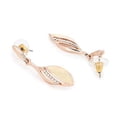 thumbnail image 3 of Estele Brass Rose Gold Tone Plated White Enamel With Crystal Stone Earrings, 3 of 5
