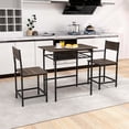 thumbnail image 2 of Costway 3-Piece Wood Rectangular Table & Chair Set Dining Table Set with Metal Frame Gray, 2 of 10