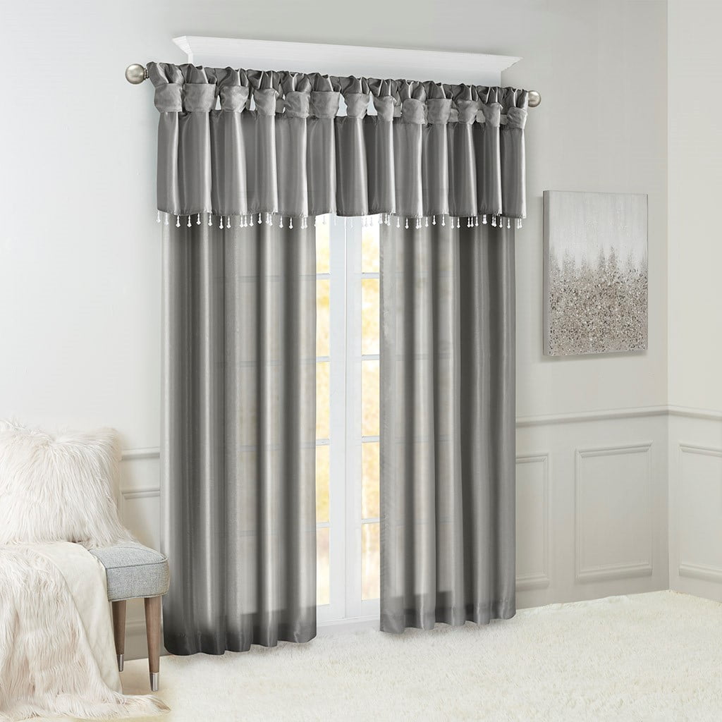 Twist Tab Lined Window Curtain Panel Charcoal 50"x108"