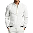 thumbnail image 2 of Men's Loose Casual Bomber Jacket, Full Zip Long Sleeve Coat with Ribbed Cuffs & Zipper Pocket for Spring Fall Street Cycling Travel Daily Work, 2 of 6