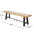 thumbnail image 2 of Jace Acacia Wood Outdoor Dining Benches, Set of 2, Teak and Rustic Metal, 2 of 7