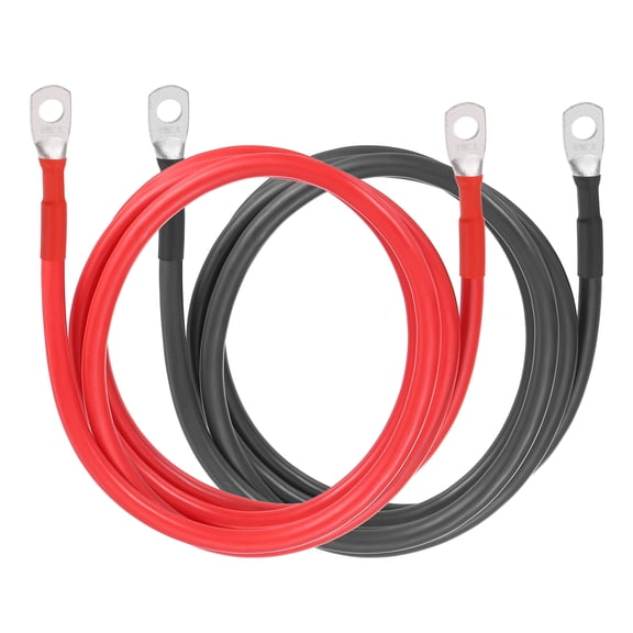 Uxcell 2 PCS 6AWG Gauge Battery Cable Wire 5FT Length 5/16" Diameter Positive and Negative Copper Alternator Connector with US standard O-ring for Car RV Golf Cart Marine, Red Black