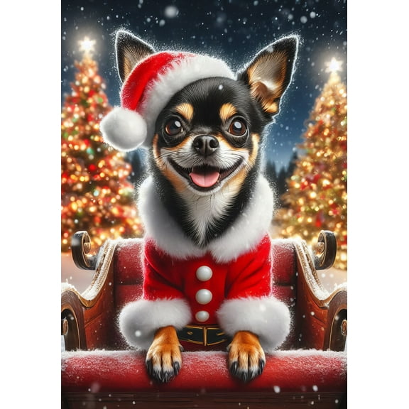 Chihuahua Black and Tan Smooth - Best of Breed DCR Christmas Garden Flag 12" x 17"