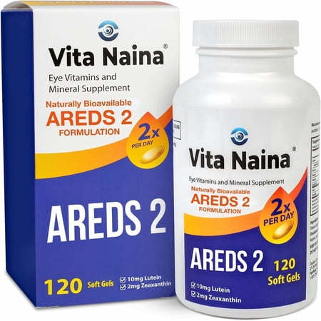 Vita Naina AREDS2 Eye Vitamin Supplement, Gluten Free, 120 Soft Gel Capsules, 6.38 Ounce