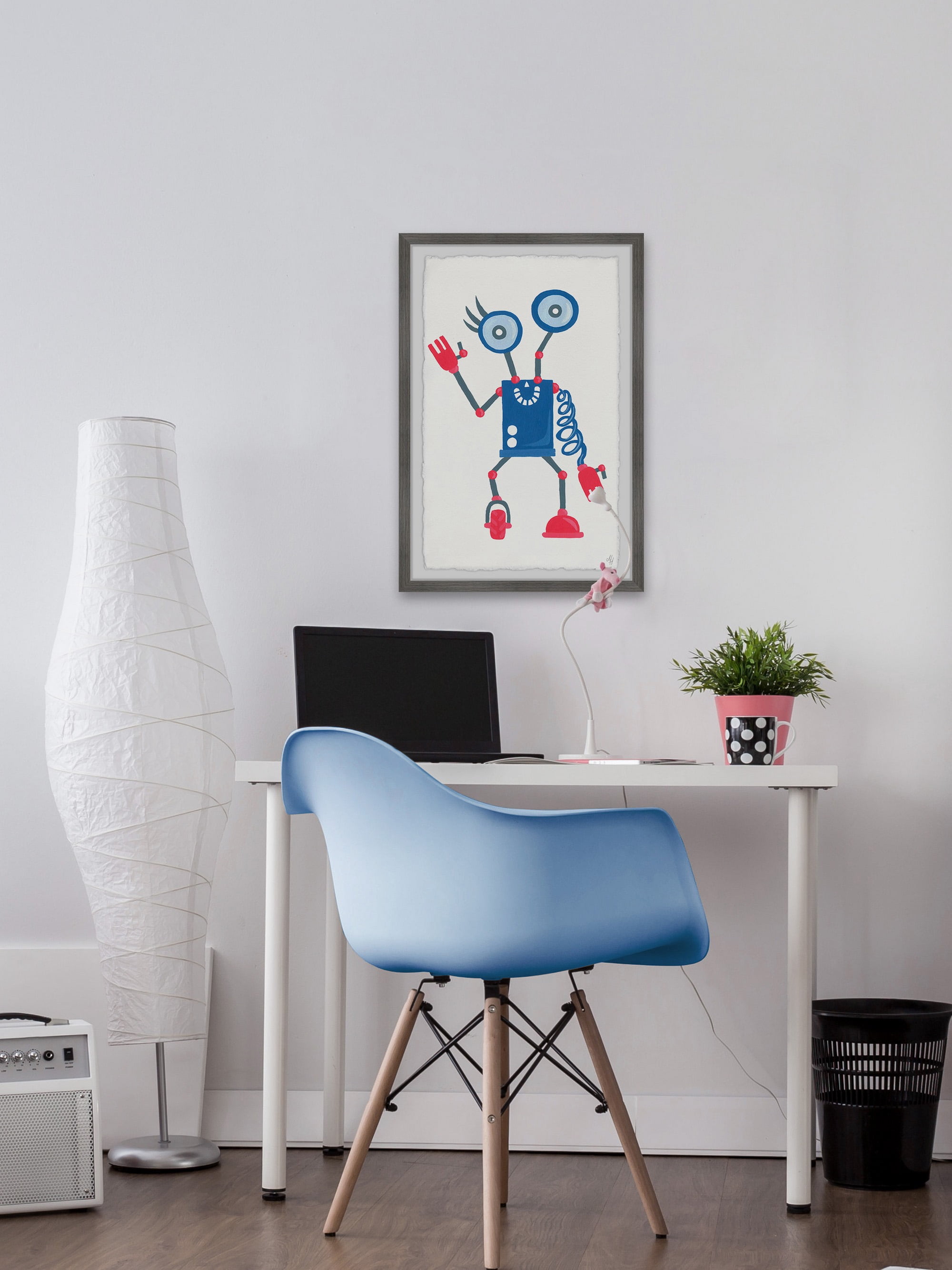 Marmont Hill Quirky Robot Framed Wall Art, 12.00" x 1.50"