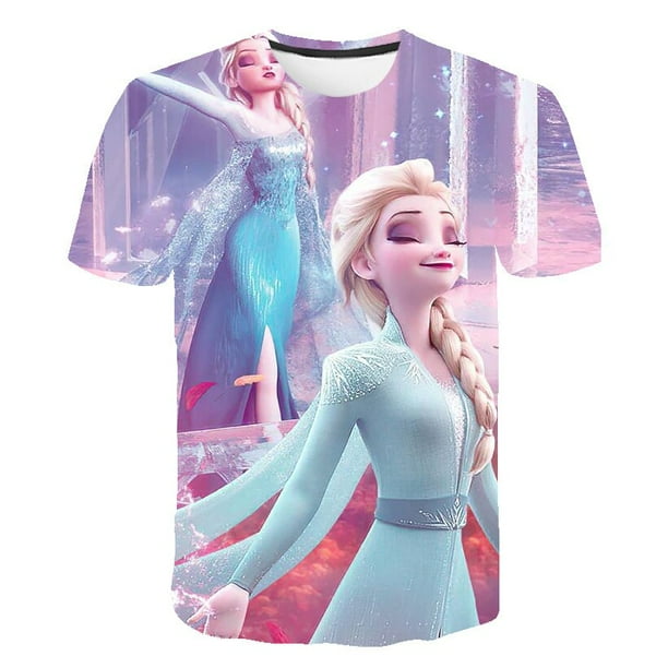 Camisetas de Frozen 2 para niñas, camisetas de dibujos animados para niñas, camisetas, ropa para niños, ropa para niños, camisetas gráficas de Elsa Anna, disfraces 8T Gao Jinjia LED