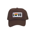thumbnail image 1 of Gravity Threads LGBTQ+ Love Rainbow Heart Patch Trucker Hat - Brown, 1 of 2
