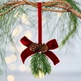 thumbnail image 3 of Christmas Wreath Bows with Jingle Bells and Pinecone Hanging Christmas Tree Topper Xmas Bow Pine Cones with Bell Pendant Decorative Bows Ornament for Party Decoration Kitchen Cabinet-A, 3 of 6