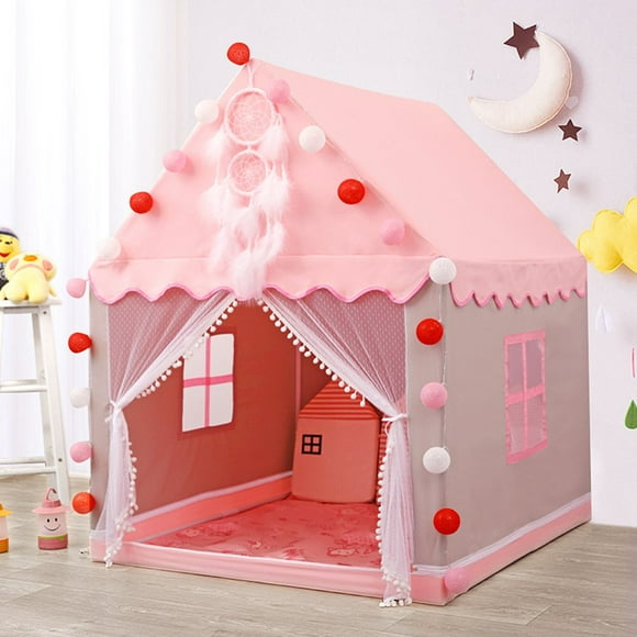 Indoor/Outdoor Fairy Princess Castle Tent Pink Kids Tent Large Princess Castle Playhouse Tents for Kid Princess Castle Pink Play Tent House(51.2 x 39.4 x 47.2in)