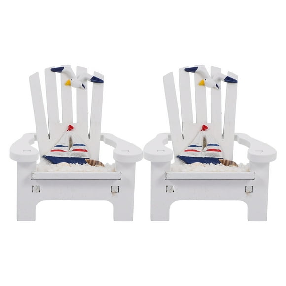 2 piezas decoración del hogar mini silla de playa adornos de madera en miniatura silla de playa mediterránea