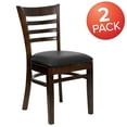 thumbnail image 3 of Flash Furniture 2 Pack HERCULES Series Ladder Back Walnut Wood Restaurant Chair - Black Vinyl Seat, 3 of 8