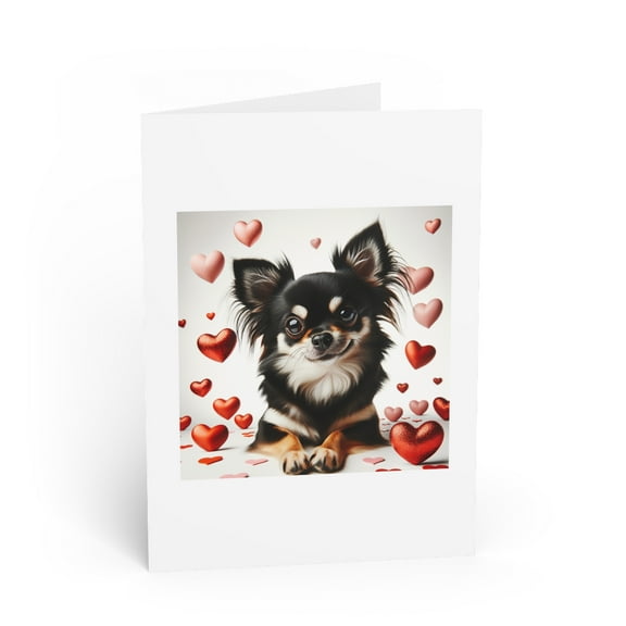 DistinctInk Greeting Card / Note Card - Valentine's Day Chihuahua - PACK of 1
