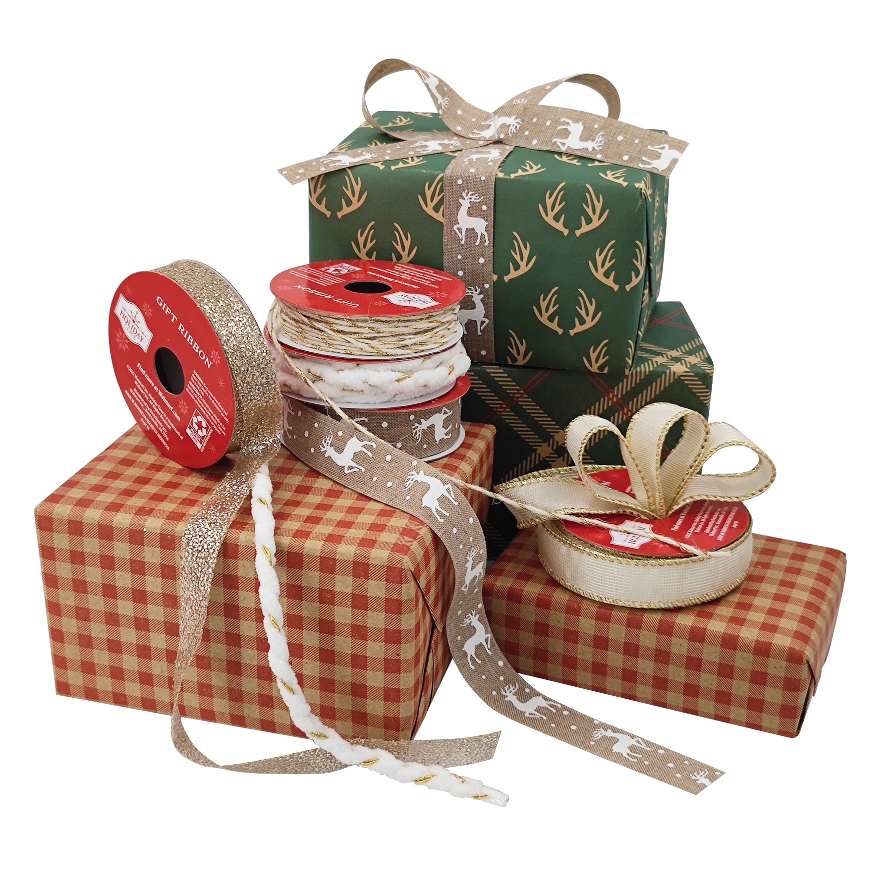 Assorted Beige and Gold Christmas Metallic Ribbon and Trim, 9', 5 Count, by Holiday Time