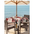 thumbnail image 2 of Outdoor Tablecloth with Umbrella Hole and Zipper, Red Flowers Square Table Cloth 54x54 Inch Waterproof Tablecloth, Chinese Plum Blossoms Traditional Ink Painting Picnic Table Cover for Patio Camping, 2 of 7