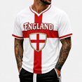 thumbnail image 4 of 2026 Soccer Cup Fan Jersey for Men, V-Neck Short Sleeve T-Shirt with National Team Graphic, Soft Cotton Blend Athletic Top, 1 PC White L, 4 of 5