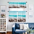 thumbnail image 2 of Summer Marine Life Kitchen Curtains Valances and Tiers Set of 3 Ocean Conch Starfish Coastal Landscape Tier Curtains and Valance with Rod Pocket for Small Windows, 27.5"x24", 2 of 9