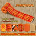 thumbnail image 2 of Fall Wired Edge Ribbon Thanksgiving Autumn 6 Rolls 30 Yard Orange Plaid Pumpkin Craft Ribbon Rustic Wrapping Ribbon for Wreath Floral Bows Craft Decor, 2.5In, 2 of 7