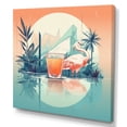 thumbnail image 2 of Designart "Orange Green Flamingo With A Drink" Animals Flamingo Canvas Print, 2 of 5