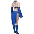 thumbnail image 3 of Women Kitana Blue Warrior Style Jumpsuit Body Suit Uniform with Belt and Arm Guards, 3 of 7