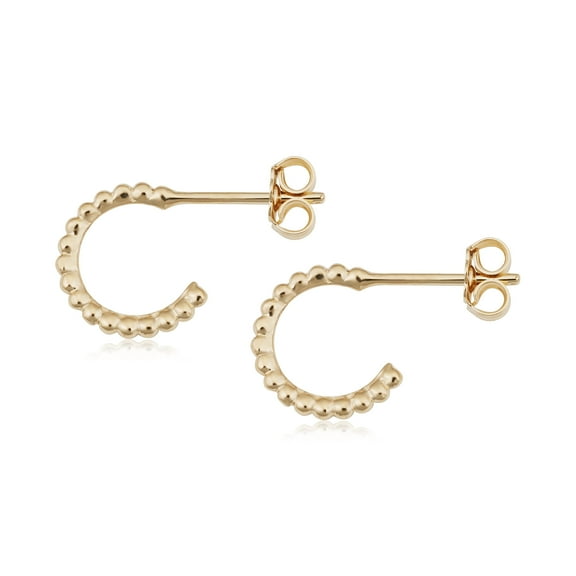 Au Naturale 14k Yellow Gold Beaded Open Hoop Earrings | Made In Italy