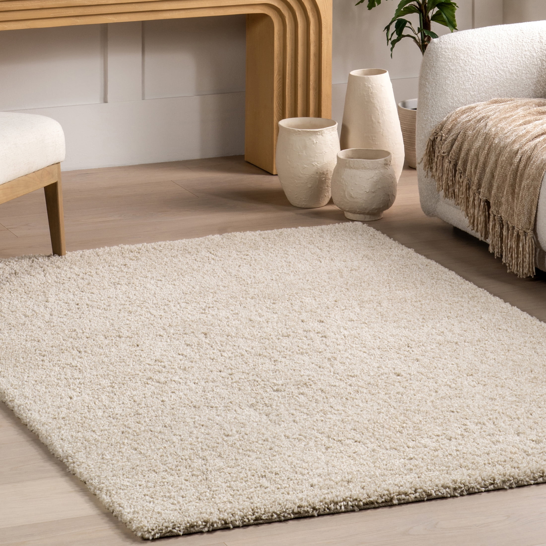 nuLOOM Eudora Contemporary Solid Area Rug, 6' 7" x 9', Beige Ivory