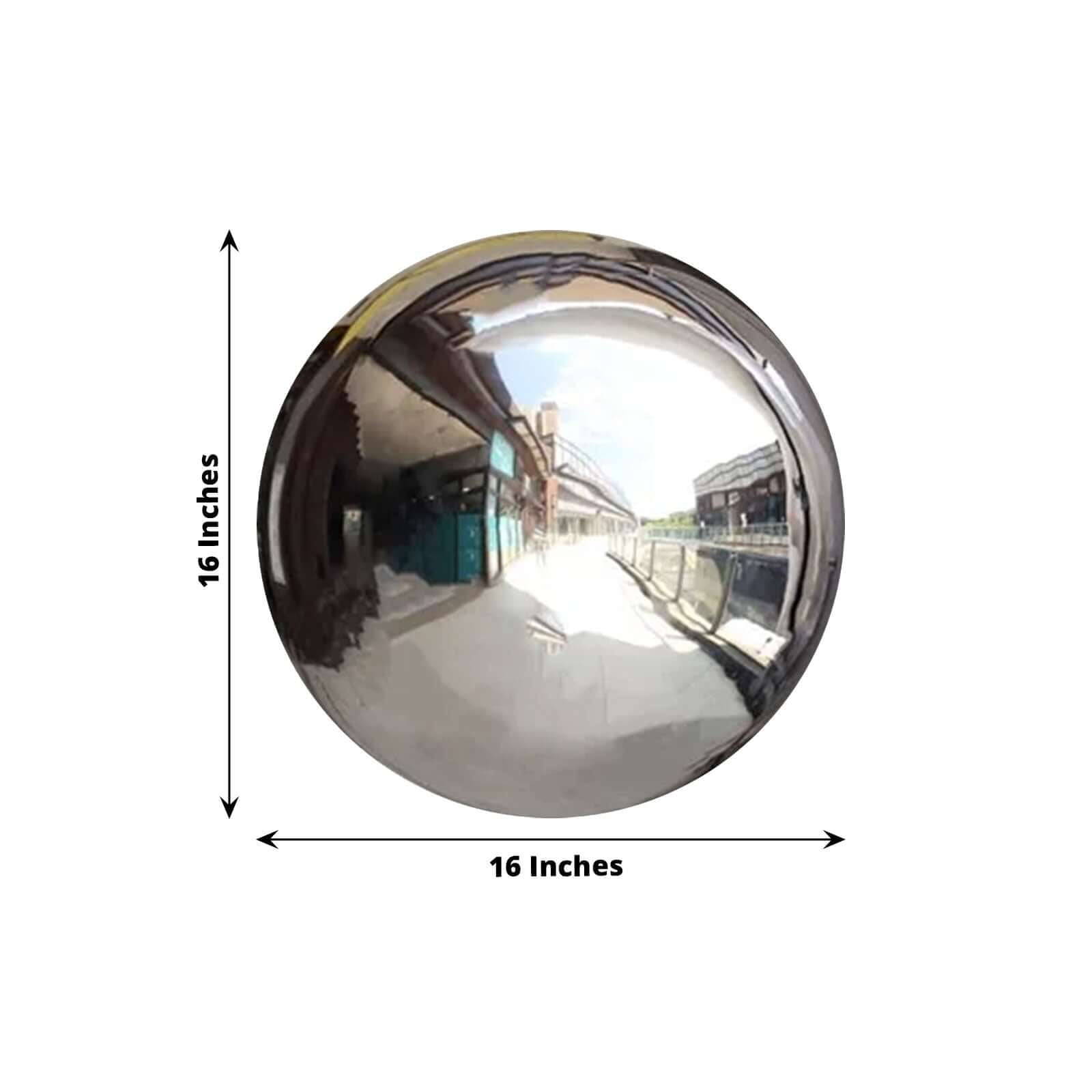 Efavormart Silver Stainless Steel Gazing Globe Mirror Ball, Reflective Shiny Hollow Garden Spheres - 16"