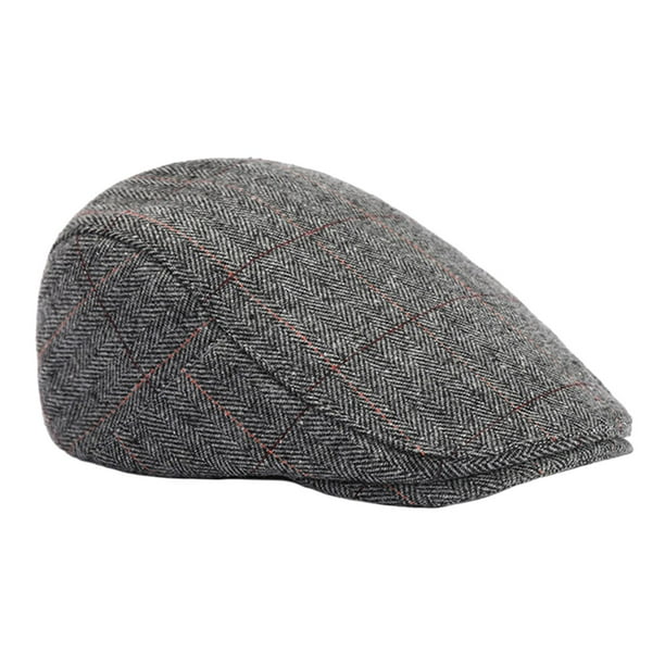 Boina clásica, boina de espiga, gorra plana a cuadros para hombre, gorra de taxista Gris claro