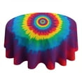 thumbnail image 4 of Colorful Rainbow Tie Dye Spiral Pattern Round Tablecloth 60"x60",Wrinkle Wipeable Table Cloth for Kitchen Dining Room Picnic Patio Party, 4 of 6