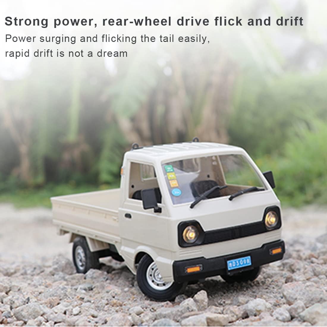 WPL D12 1:16 Scale Mini RC Truck, 2.4GHz Remote Control RWD Mini Pickup with LED Lights & Suspension System, RC Drift Vehicle Hobby Car for Adults