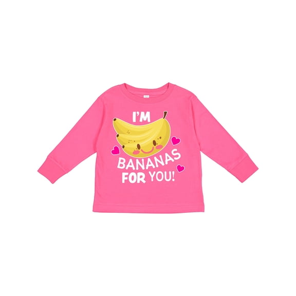 Inktastic I'm a Bananas for You with Cute Banana and Hearts Boys or Girls Long Sleeve Toddler T-Shirt