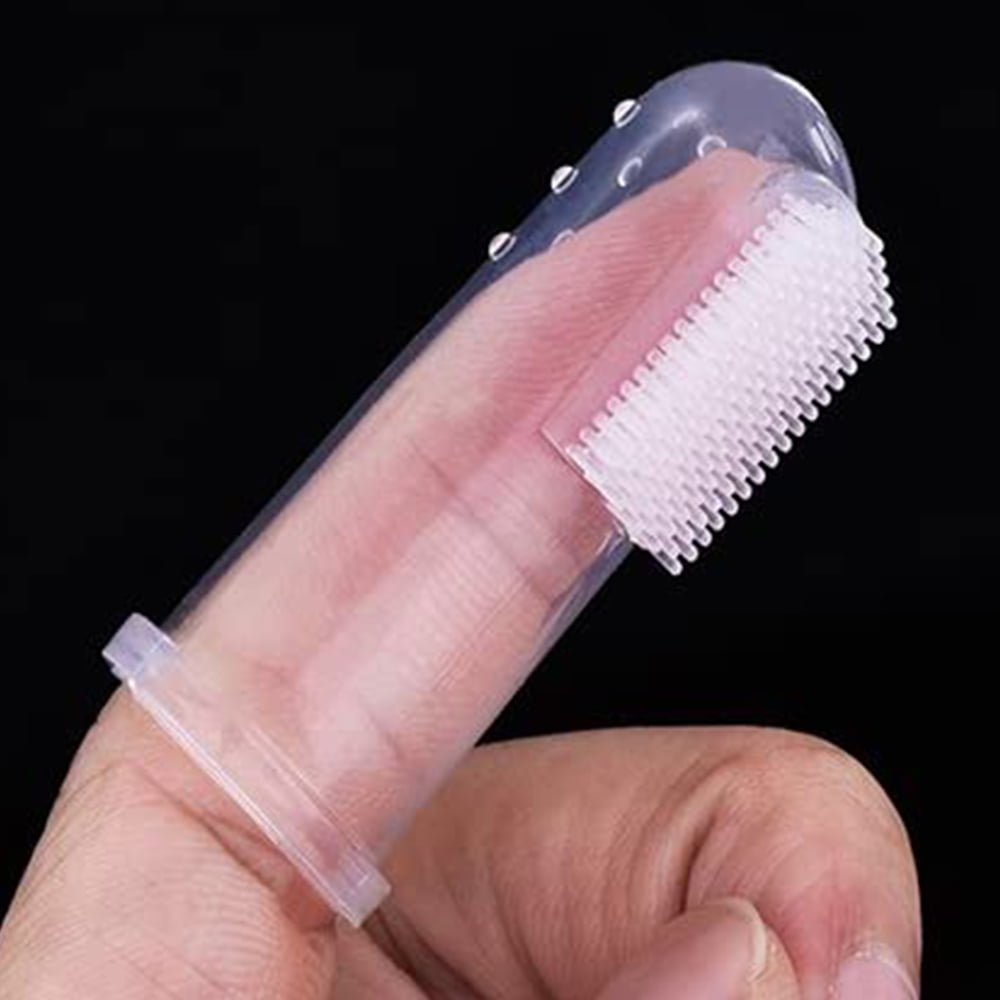 Pet Transparent Milky White Finger Toothbrush for Dogs And Cats