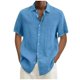 thumbnail image 1 of Designer Spring Summer Men's Casual Cotton Linen Solid Color Short Sleeve Shirts Loose Shirts 4XL, 1 of 4