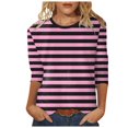 thumbnail image 1 of Hauts pour Femmes Chemises Mi-Longues Manches Trois-Quarts T-Shirts Graphiques T-Shirts Décontractés Col Rond Tuniques Ensemble Femmes Course Manches Longues T-Shirts Athlétiques Amples Femmes, 1 of 4