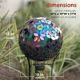thumbnail image 4 of Alpine Corporation 10" Glass Mosaic Iridescent Gazing Globe, Purple, 4 of 9