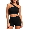 thumbnail image 6 of Miqool Women's 2-Piece Workout Set One Shoulder Sports Bra and High Waist Biker Shorts Seamless Ribbed Activewear Yoga Gym Outfits, 6 of 7